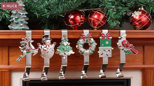 Stocking Holders for Mantle Gold Stocking Holder Stocking Hangers for Mantle Set of 5 Hooks Fireplace Christmas Stocking Holder Weighted Non-Slip Christmas Décor