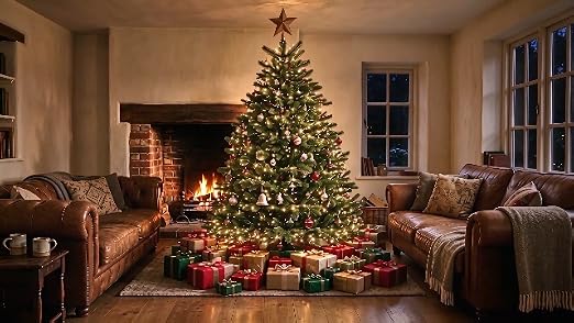 GAOMON 6ft Prelit Wide Fraser Fir Artificial Christmas Tree with RGBW Light