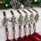 Christmas Stocking Holder for Mantle Set of 6, Reusable Christmas Stocking Hooks, No-Damage Xmas Hanger for Fireplace mantle Grip Stand Christmas Decoration Ornaments Hanging Bronze Shelf Floor