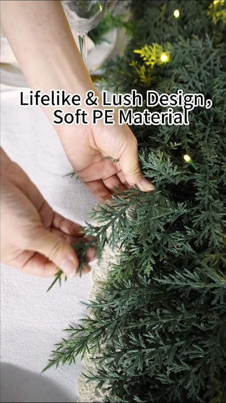 9FT Pre-lit Christmas Garland with Lights Cedar Garland Christmas Decor