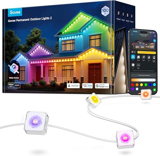 Govee Permanent Outdoor Lights 2, 100ft RGBIC Outdoor Lights with 100 Modes
