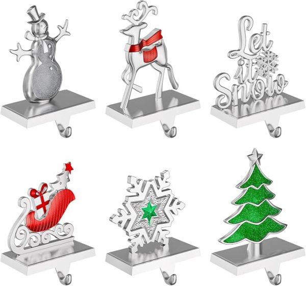 Christmas Stocking Holders for Mantle Weighted Metal Stocking Hangers Hooks for Fireplace Christmas Decorations