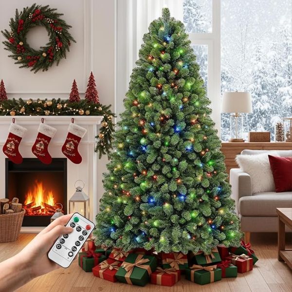 6ft Pre-Lit Christmas Tree with Remote Control & Foot Switch