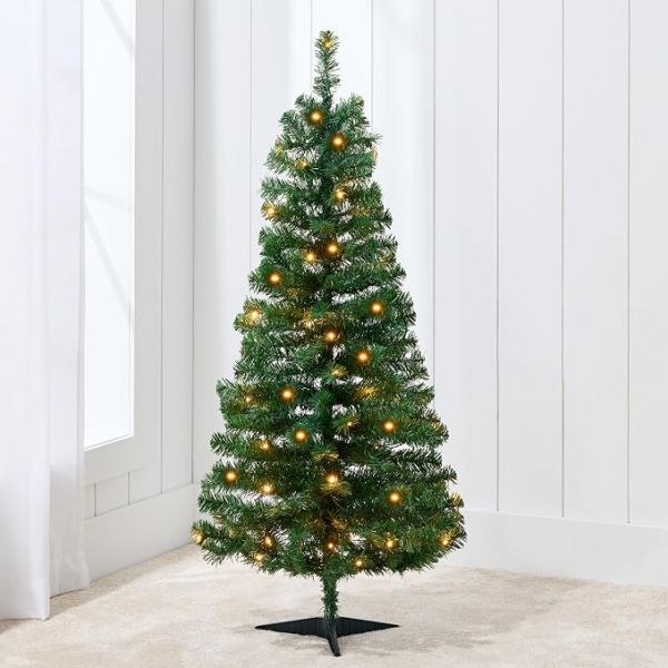 Best Choice Products 4ft Pre-lit Christmas Tree, Artificial Mini Tree Perfect for Kids, Apartments, Bedroom with Twinkling LED Lights - Green Spruce