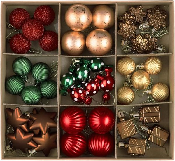 DecorbyHannah 45ct Mini Christmas Ornaments Set Tree Decoration Gingerbread