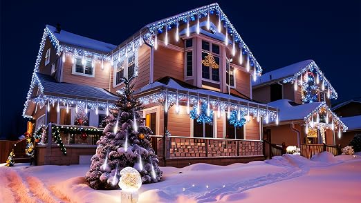 Christmas Lights Outdoor, 24 Tubes Meteor Shower Lights for Xmas Decoration